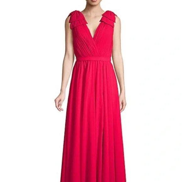 Basix Black Label Dresses | Basix Black Label Flutter Shoulder Maxi Gown In Watermelon Pink | Color: Pink | Size: 10 | Emilyh414's Closet